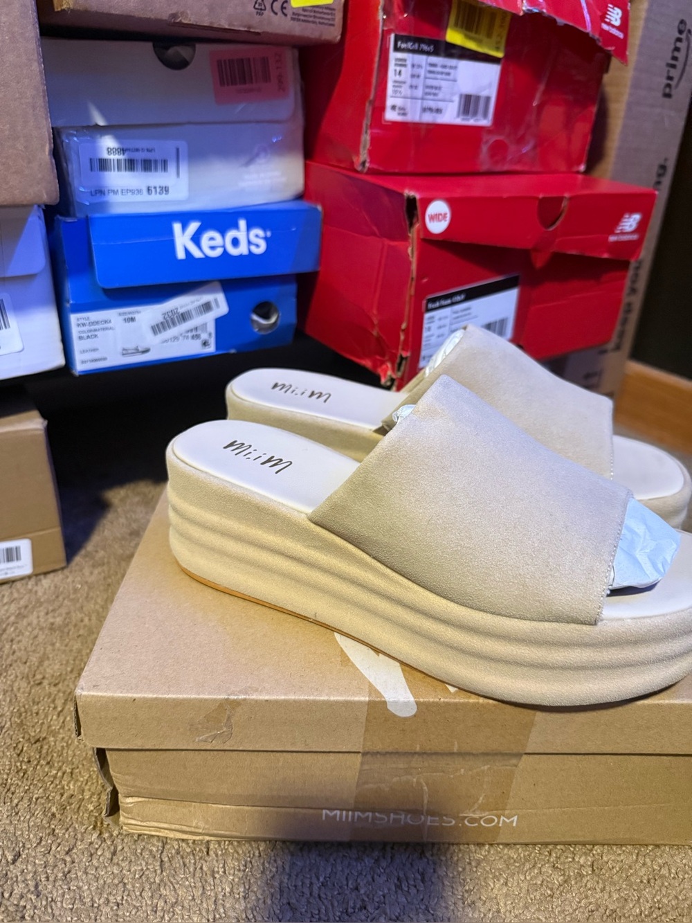 Mi:im Women's Cream Platform Slide Sandals